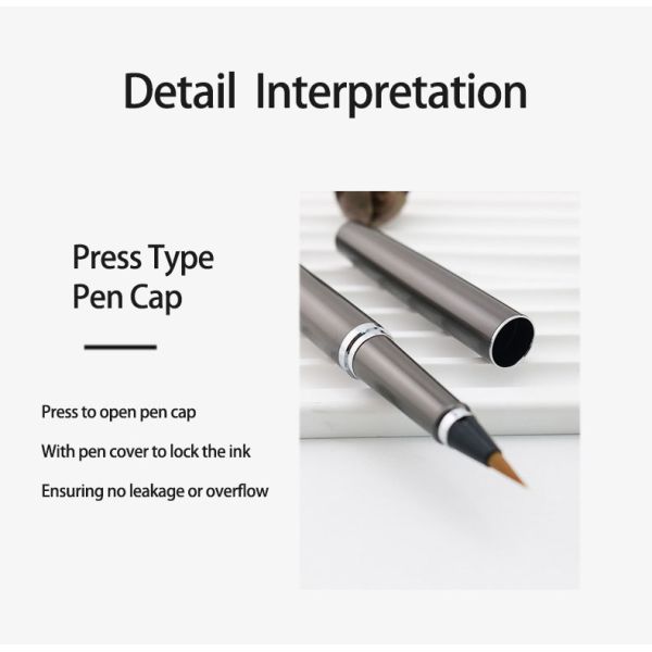 Pénomène de pinceau de calligraphie gris métallique stylo plume à pointe douce