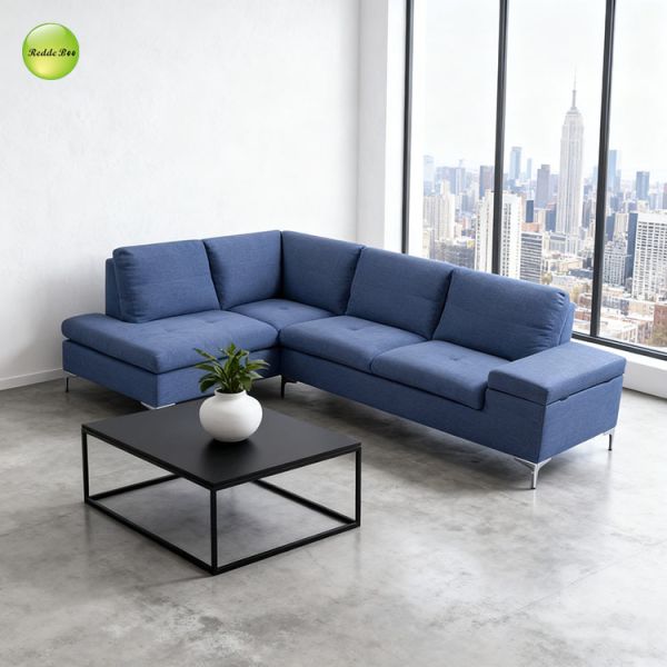 Cotton Linen Blended Left Facing Sectional Sofa L Shaped Customizable