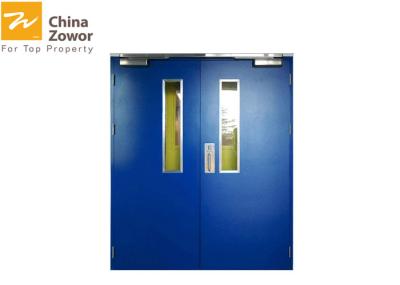 BS/ UL Approved Blue Color Insulated Fire Door With Vision Panel For Commercial Buildings