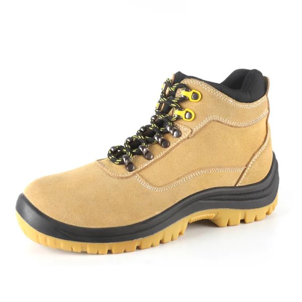 Yellow Industrial Safety Shoes Nubuck Leather Steel Toe Woodland Safety Shoes Anti Static