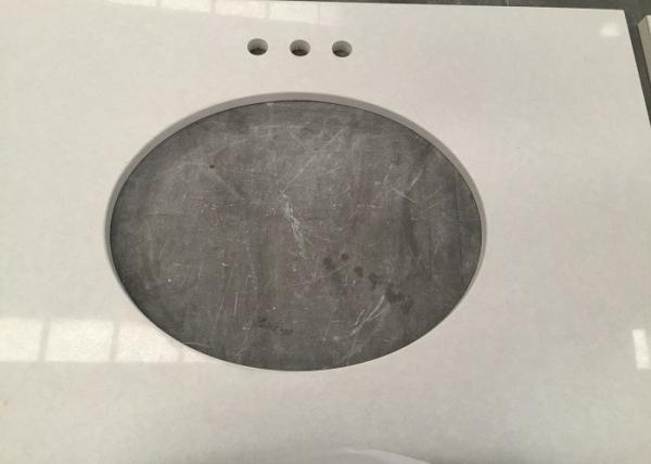 Pure White Quartz Kitchen Worktops 20 / 30mm Thickness Stain Resistant