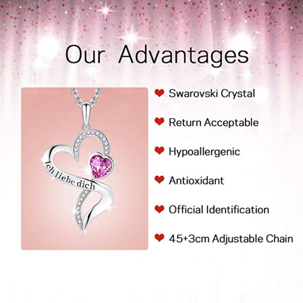 925 стерлинговых серебряных персонализированных двойным кристаллов Austrian crystal ожерелья сердца покрытых родием