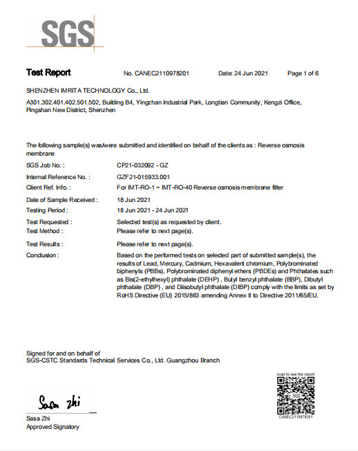 Shenzhen Imrita Technology Co., Ltd. Сертификации
