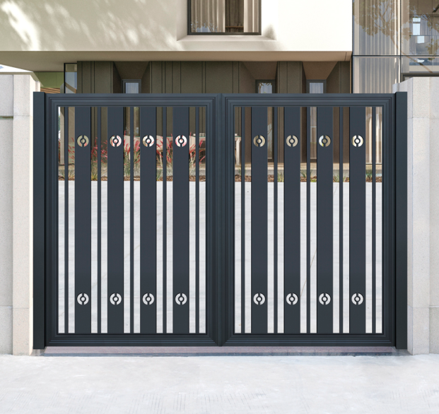 Modern T6-T5 Aviation-grade Aluminum Alloy Custom Size Electric Control Courtyard Gate for Villa Gardens