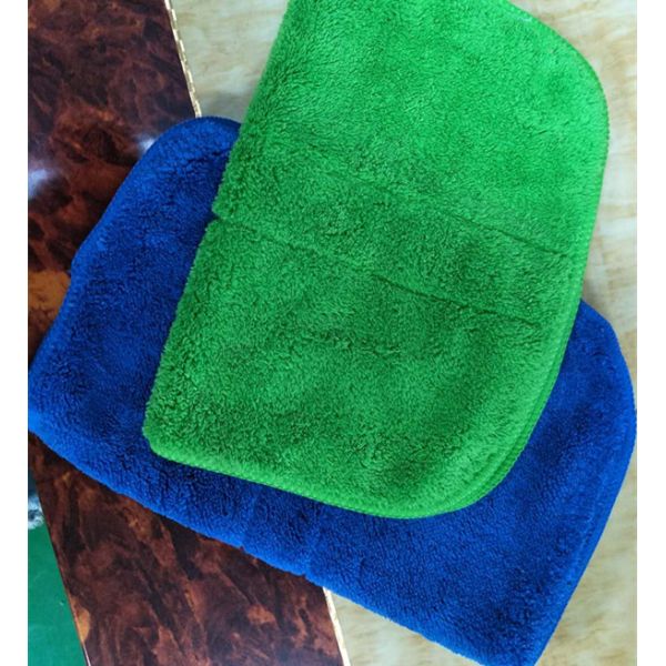 Microfiber Green Colorful Coral Fleece Stitching Car Kitchen Towels 26*36cm 600gsm