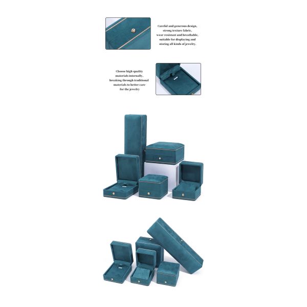 OEM ODM Box de bijoux de luxe personnalisé de haute qualité Blue Velvet Jewelry Box avec logo