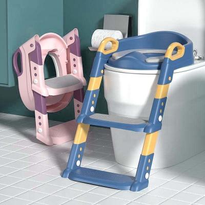 Solid Pattern Type Children Potty Ladder Toilet Seat With Soft Cushion