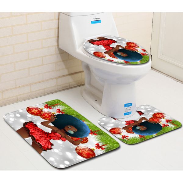 Polyester Cartoon Toilet Lid Cover And Rug Set OEM ODM