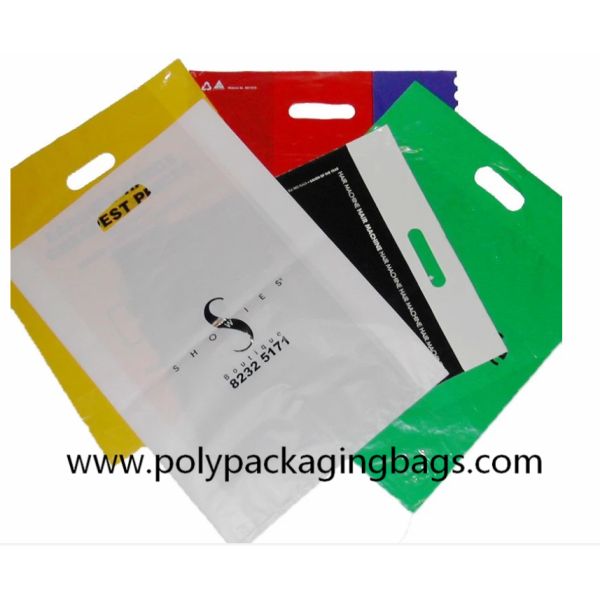80 Micron Embossing CPE Plastic Die Cut Handle Bags