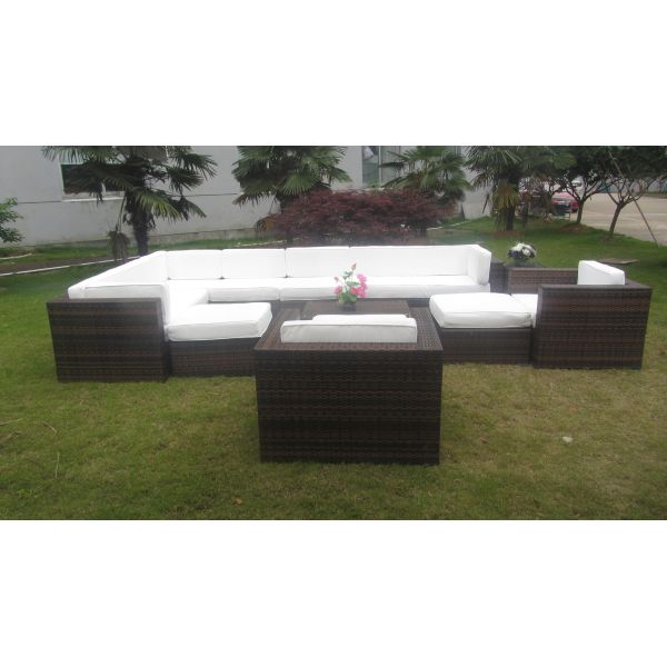Big Size Sectional Rattan Outdoor Sofa Set Garden Furniture With Comfortable Cushion
