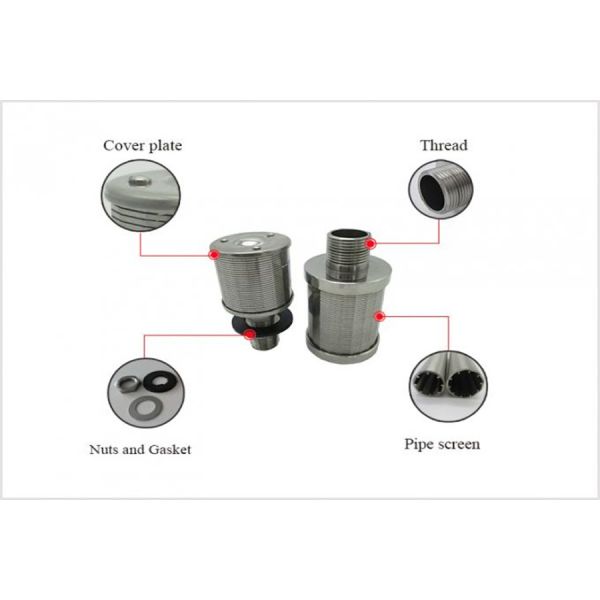 Wedge Wire Wrapped Screen Water Filter Nozzles Stainless Steel Slot 0.25mm