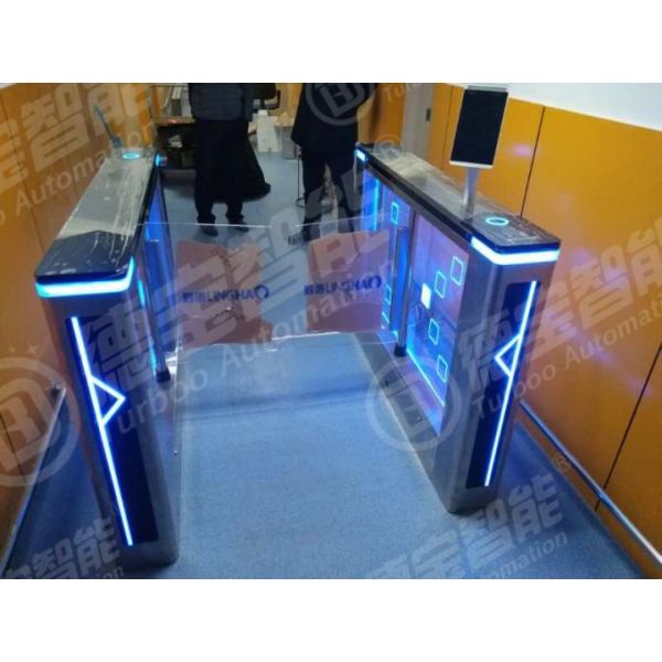Glass Speed Gate Turnstile Entrance Turnstile Gate Black Artificial Marble Turboo Euro