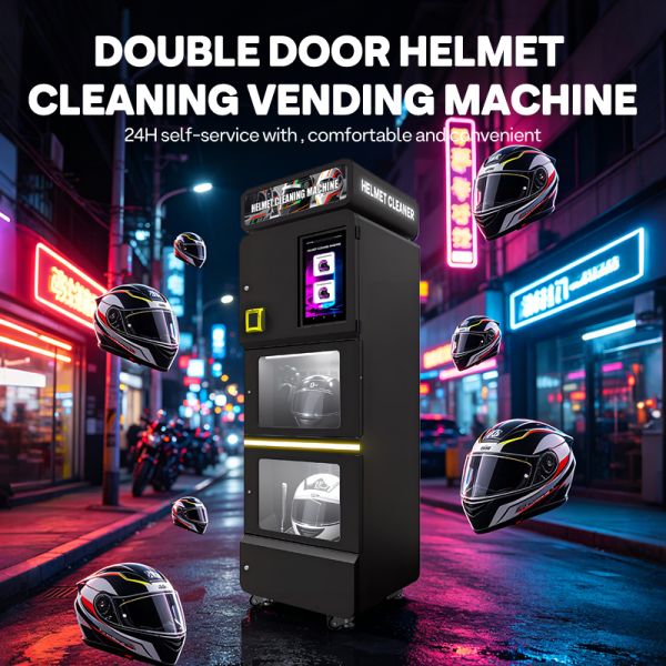 Haloo smart dual compartment helmet cleaning vending machine | 360 ° sterilization and deodorization+dual station efficient cost recovery