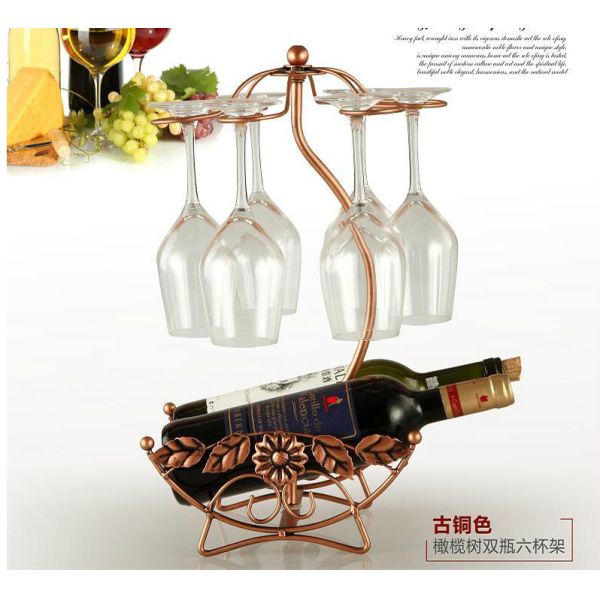 Bronze H43.5cm Wine Glass Upside Down Holder , 1.2kg Upside Down Glass Rack