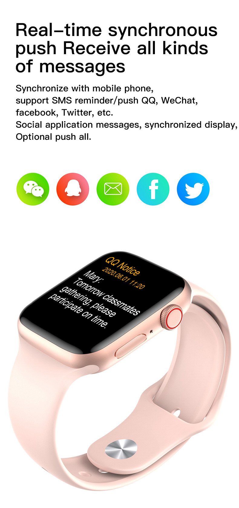 Smartwatch IWO W26+ Pro ECG обоев набора микросхем Mtk 1,75 дюймов