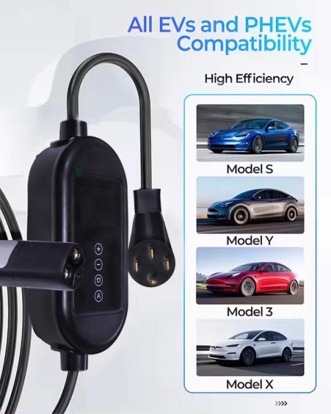 16A 3.7kW 1 Phase EV Charger with Cable Waterproof for Electric Vehicles White/Black Box Type LCD Indicator Light