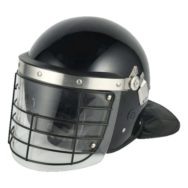 Black Anti Riot Tactical Helmet Riot Control Helmet With Metal Mesh Visor ABS PC Shell