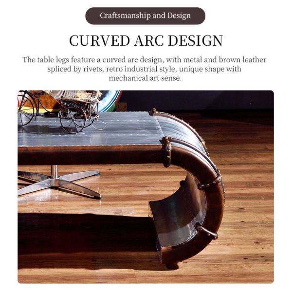 Nidea #8646 Vintage Industrial Style Coffee Table Whiskey  Bar Metal Aluminum Rivet Rattan Durable Handmade for Living Room High-End