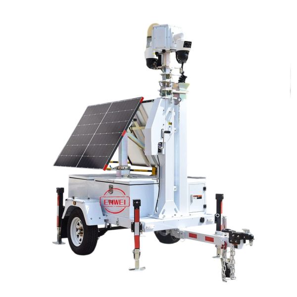 Mobile Security Trailer With 2*540W Solar Panels Off-grid Monitoring System For Outdoors Parking Lots