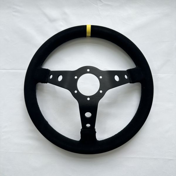 DELUXON 14Inch Racing Steering Wheel Suede 350mm Wheels Aluminum Frame PCD 6x70mm Deep 70mm Car/Game Universal