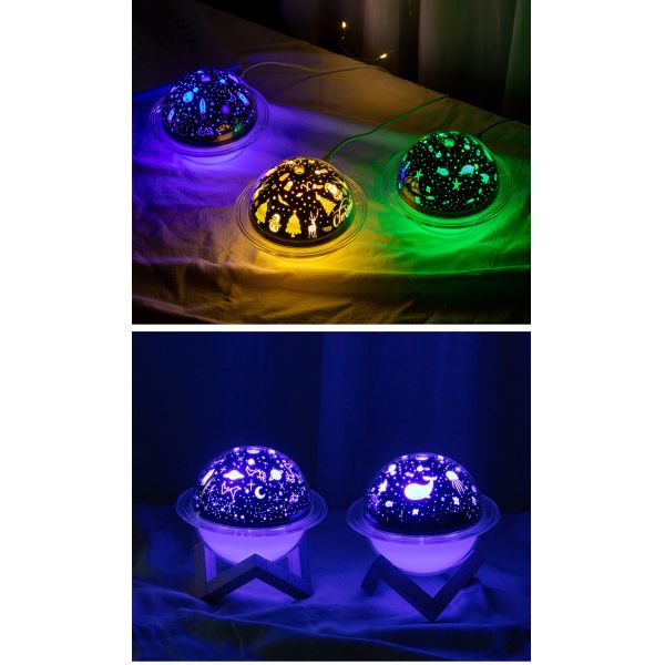 250ML Ultrasonic Humidifier Saturn Projector LED Lamp With Star Sky Ocean World Christmas Colorful USB