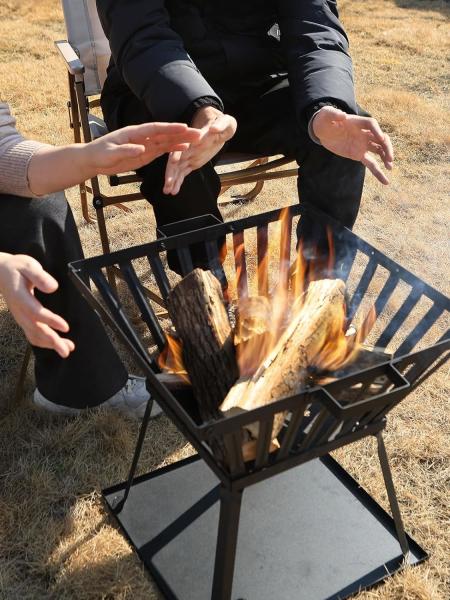 Aquecimento externo Trapezoide Metal Fogão a lenha com churrasco e acabamento de piquenique