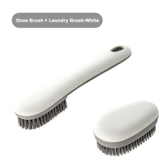 Multipurpose Soft Bristle Shoe And Laundry Brush Long Handle Durable Plastic Versatile Cleaning