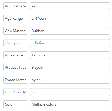 12inch Kids Balance Bikes 2 Wheel Bicycle With No Pedals Comfortable