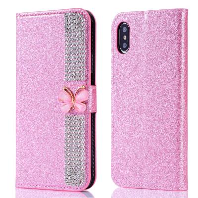 Flash Powder Electroplated Diamond Inlay Phone Case For Iphone Xr Xs 11 12 13 14 Pro Max Cell Cover