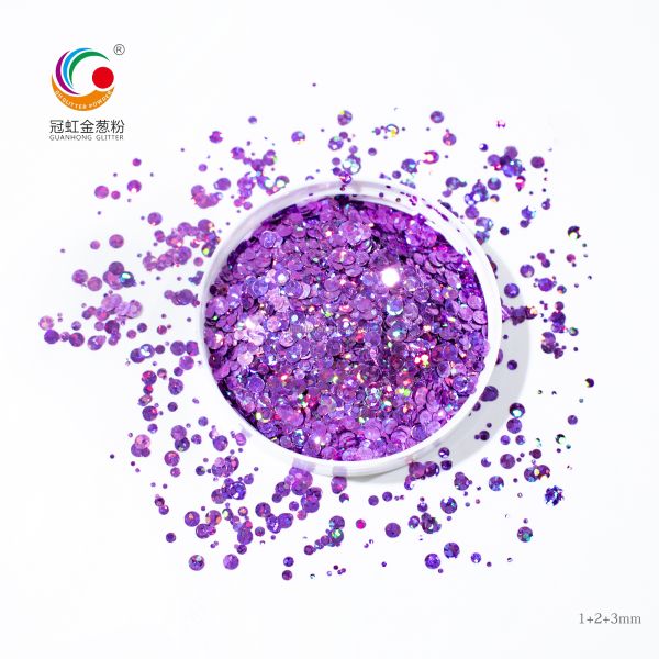 3mm Starry Heart Round Body PET Glitter Powder For Party Wedding Decoration