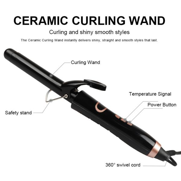 Tourmaline Ceramic Hair Curler , 25mm Barrel Hair Styler Curling Wand