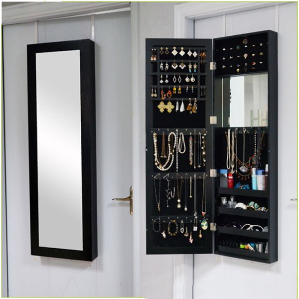 Bedroom Solid Wood 122x37x9.5cm Wall Mirror Jewelry Cabinet