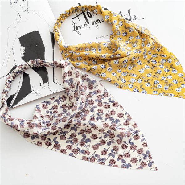 Europe United States floral hair band square scarf hair girl elastic headband cross-border hot bun head triangle