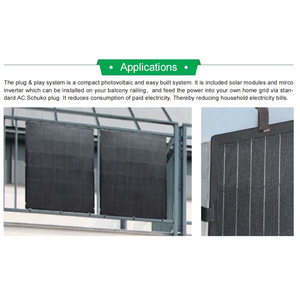 Солнечной системы балкона игры штепсельной вилки тип кремния портативной Monocrystalline