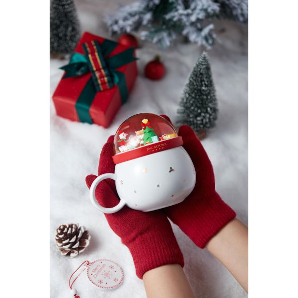 Cute Christmas Mug Creative Men Women Ceramic Mug With Lid Large Couple Drinking Coffee Mug
