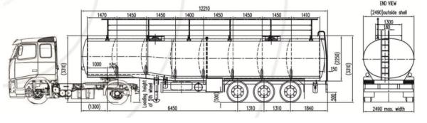 Aluminum 42000L Oil Tank Trailer , Diesel Fuel Tank Trailer With Two Compartments