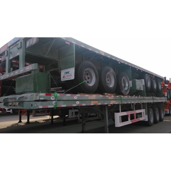 Long Distance Transportation 4 Axles Heavy Duty Flatbed Semi Trailer Truck and 12 Twist Locks