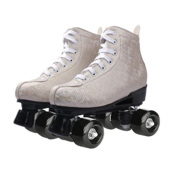 Flashing Four Wheels Quad Roller Skate With Snake Leather For Men Women