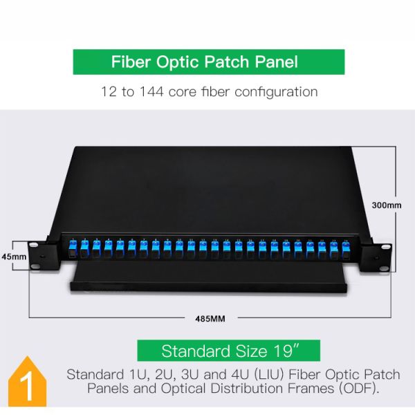 1U 19 Inches Rack Mount LC SC Full Equipment Fiber Patch Panel