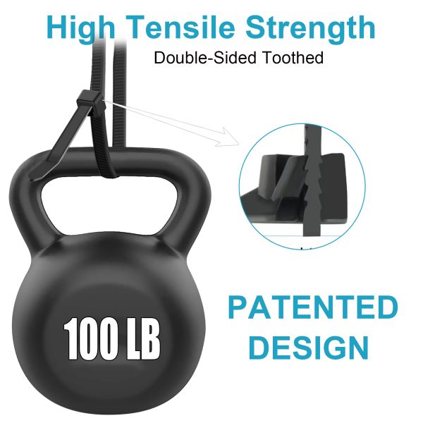 55 LBS Tensile Strength 12 Inch Nylon Cable Wrap Double Sided Black Plastic Cable Ties