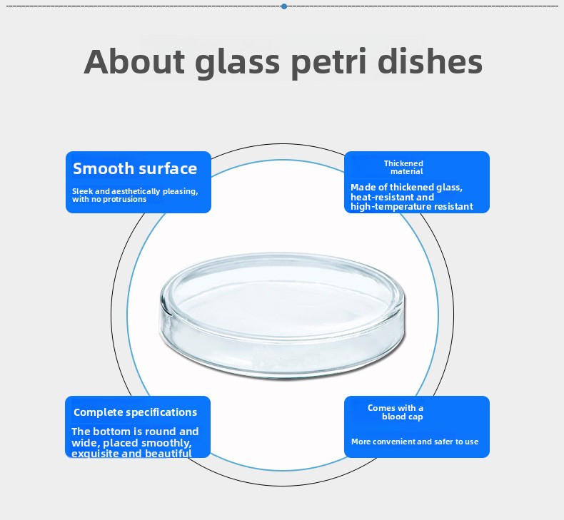 Glass Petri Dishes 90mm 60mm 75mm 120mm 150mm 180mm Cell Culture High Borosilicate Flat Model Fifty Jiangsu Origin
