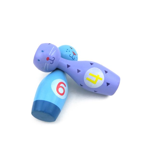 Personalizado animal lindo juguete de pelota de bolos de madera padre-hijo interactivo juguete de educación temprana