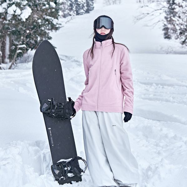 Unisex Polar Fleece Zip Up Mid Layer Jacket for Ski Outdoor