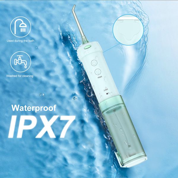 IPX7 Grade Mini Water Jet Flosser Mouth Cleaner 5 Modes With 200ml Water Tank