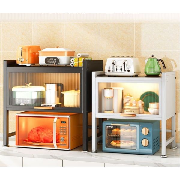 Modern Microwave Metal Rack Storage Cabinet With Door Retractable CE Certification