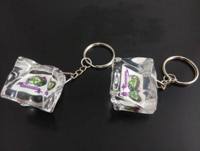 2.5x2.5cm ice cube keychain with customers' logo/brand for advertisement