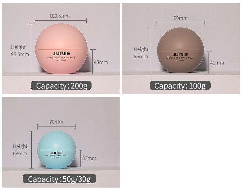 200g Body Scrub Container Ball Shaped Skincare Jars Cosmetic Cream Plastic Jar with logo Biodegradable Wheat Straw Jar