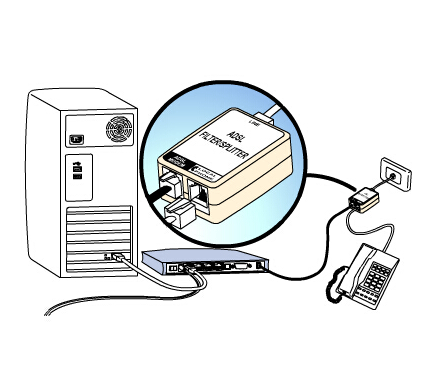 6P2C Isolates Modem 2 Pin Telephone Accessories , Telephone ADSL Filter