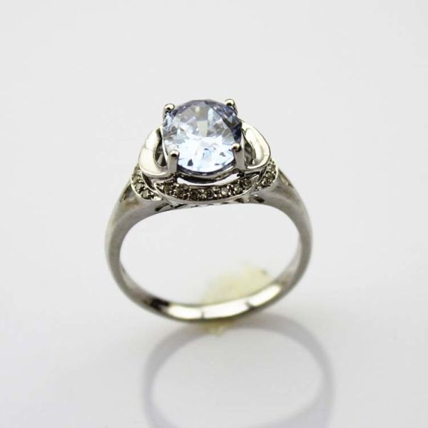 Sterling Silver with Lavender Amethyst Cubic Zirconia Gemstone Ring(R167)