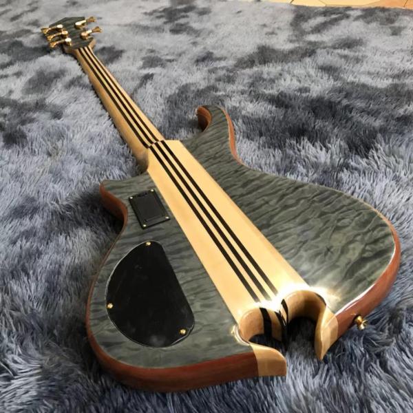 Custom Alem Style Mark King 5 Omega Cut Bottom Shape Neck Through Body Flamed Maple Top 5 Strings Bass Guitar